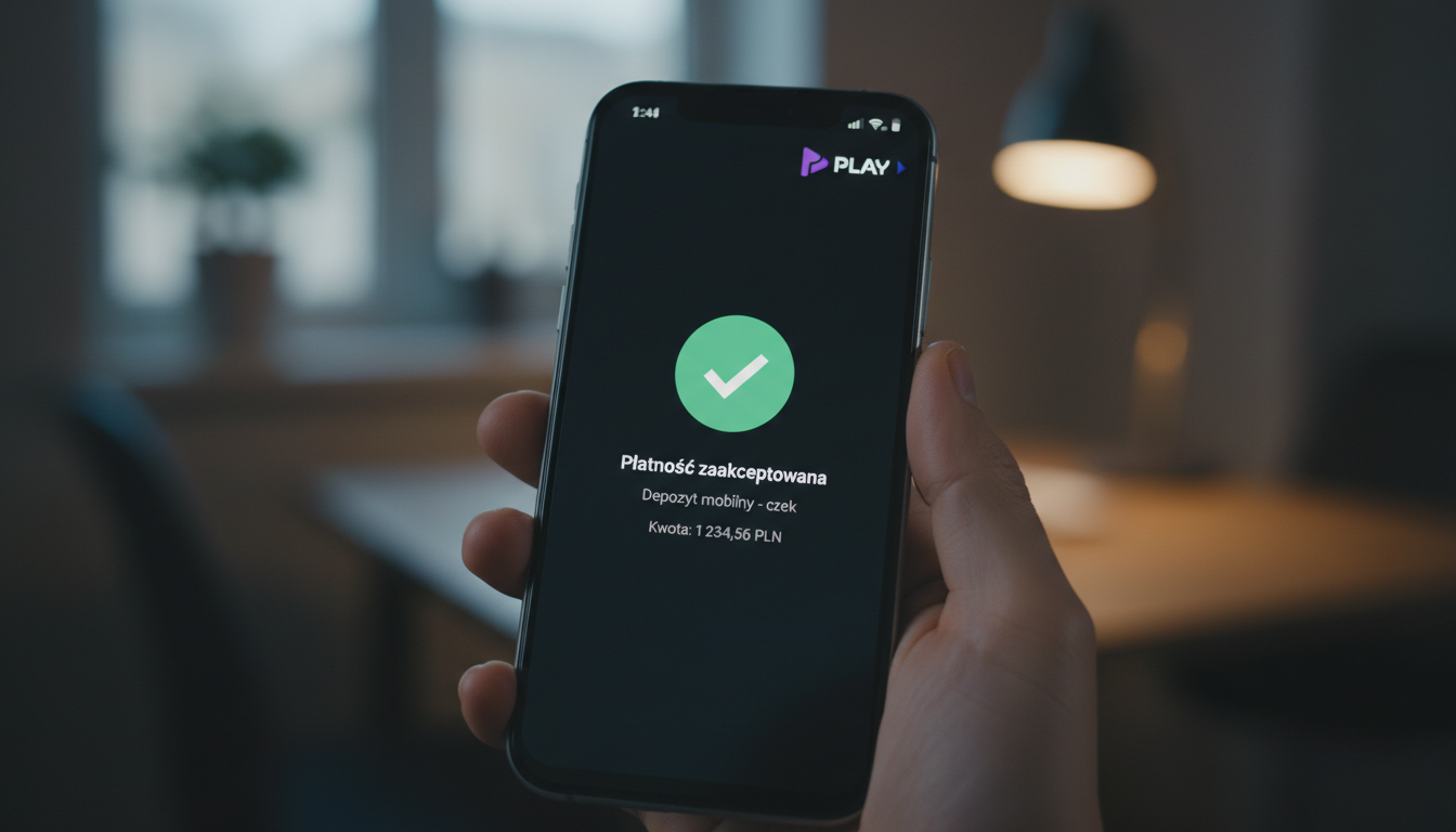 Użytkownik smartfona potwierdzający płatność w kasynie mobilnym